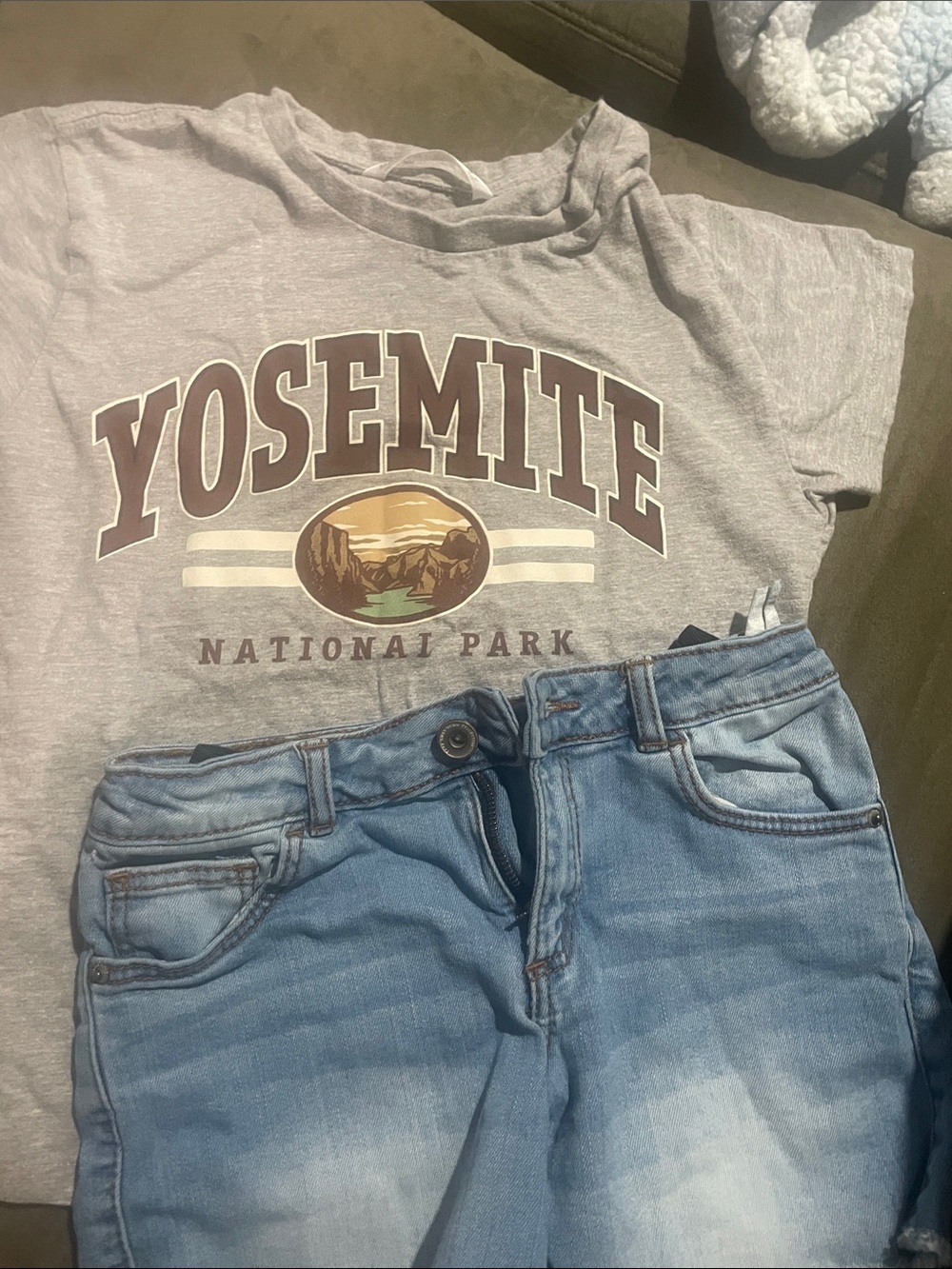 Yosemite Graphic Tee and Light Blue Jeans shorts - Kids